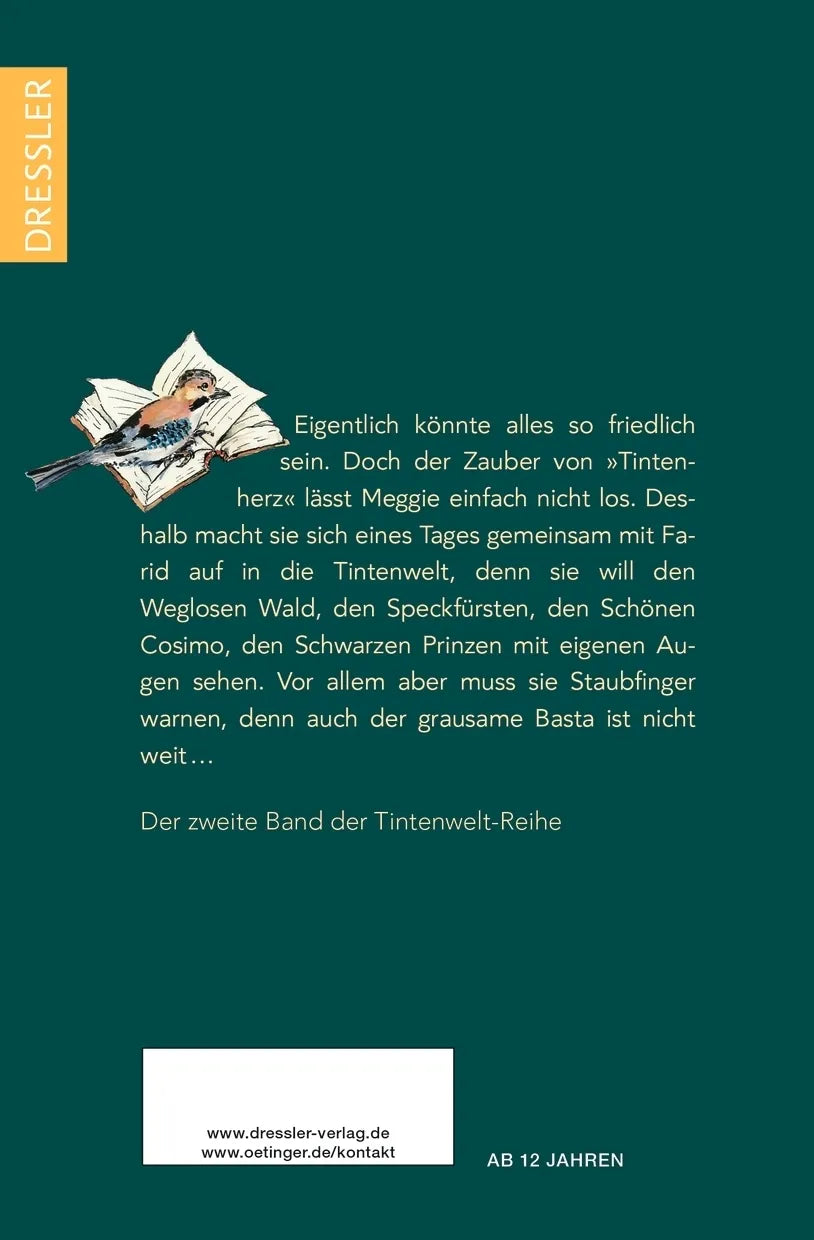 Buchrückseite von 'Tintenwelt 2. Tintenblut' mit Klappentext - Taschenbuch