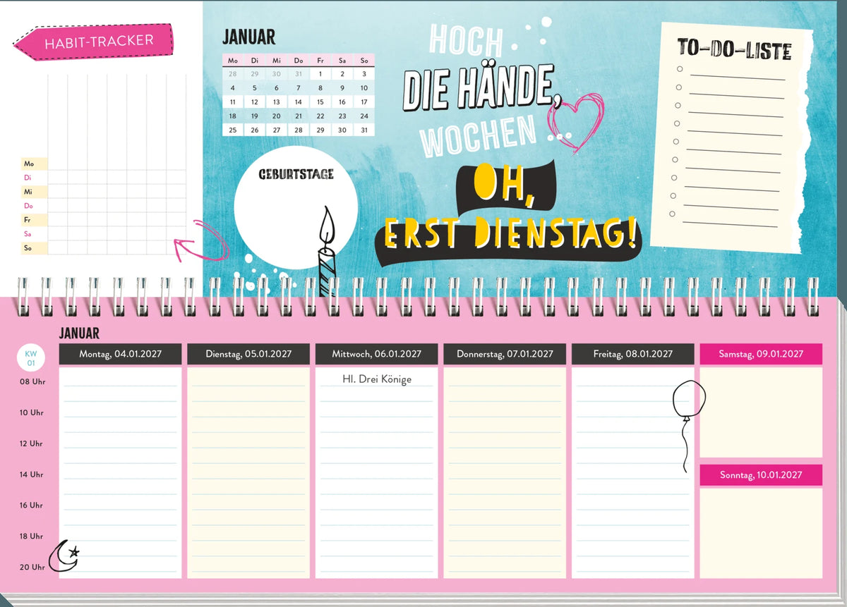 Tischkalender 2027 quer: Am Ende der Nerven ist noch längst nicht Feierabend – Ansicht