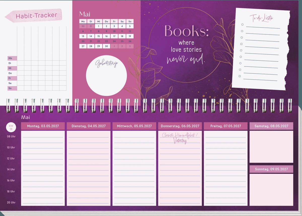 Tischkalender 2027 quer: I believe in Book Love – Ansicht