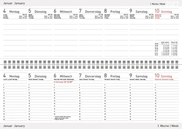 Tischkalender quer Professional Premium 2027 schwarz – Ansicht