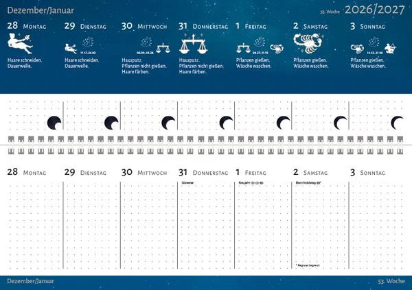 Tischquerkalender Mond 2027 – Ansicht