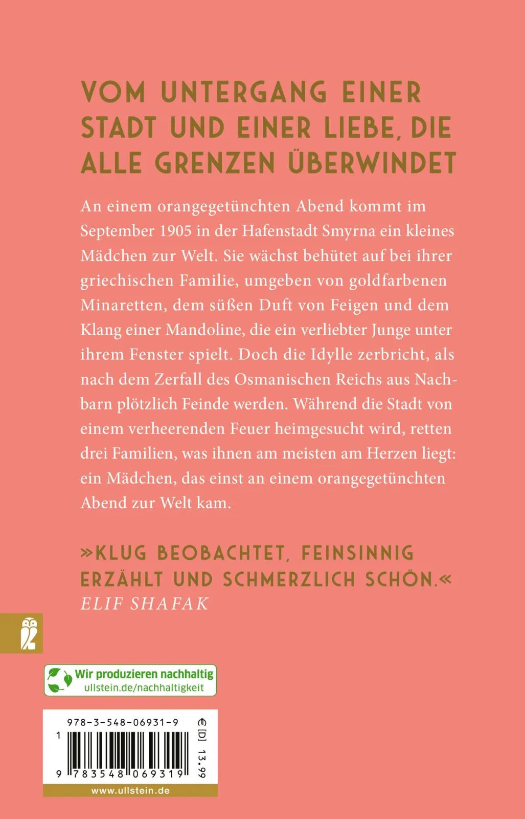 Buchrückseite von 'Tochter einer leuchtenden Stadt' mit Klappentext - Taschenbuch