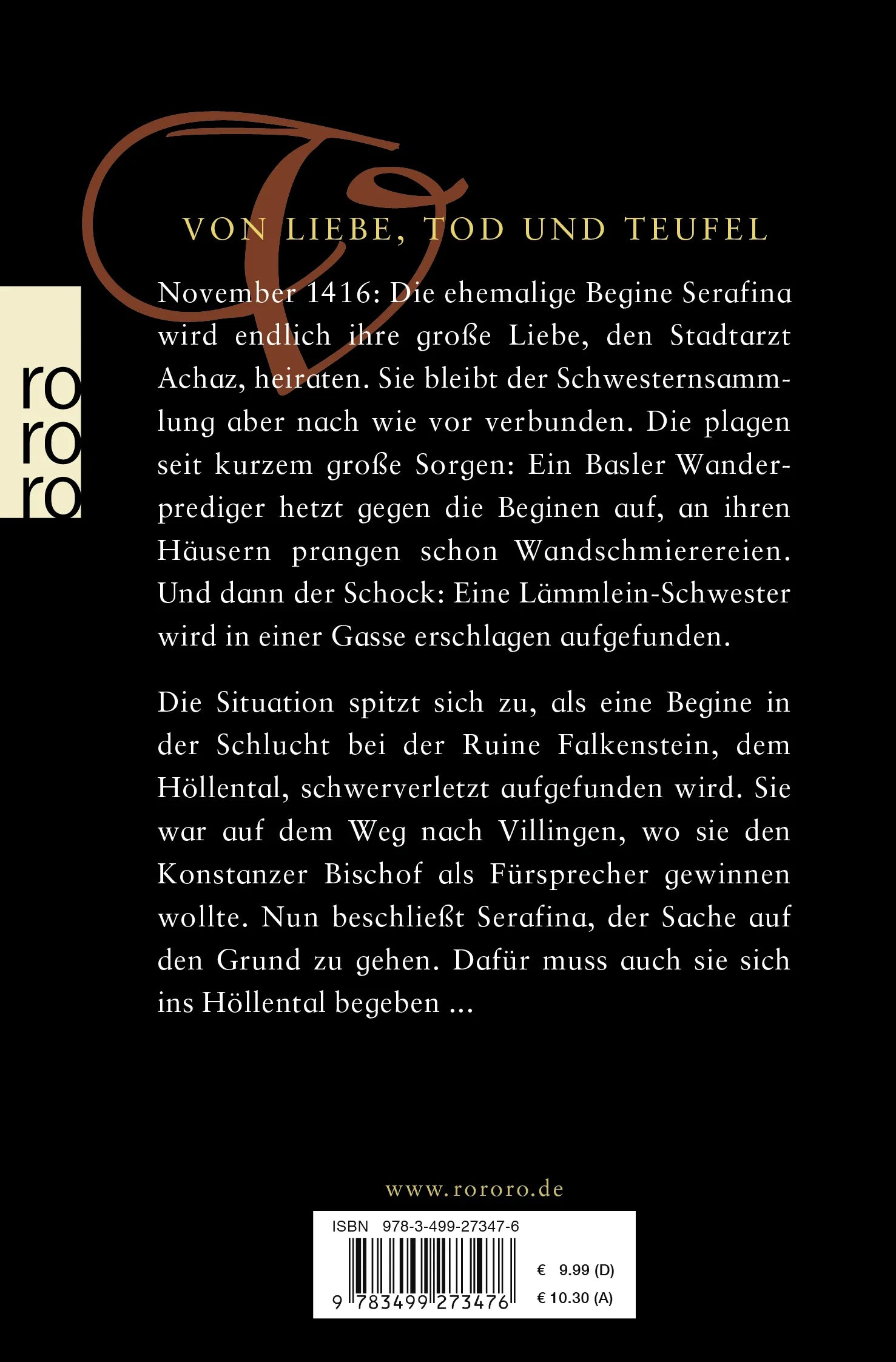Buchrückseite von 'Tod im Höllental' mit Klappentext - Taschenbuch