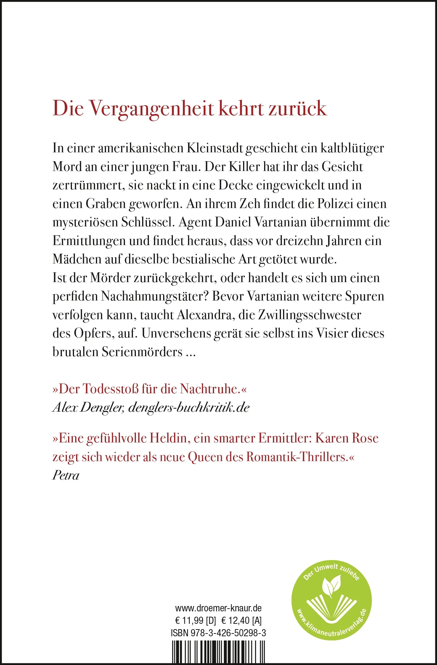 Buchrückseite von 'Todesbräute' mit Klappentext - Taschenbuch