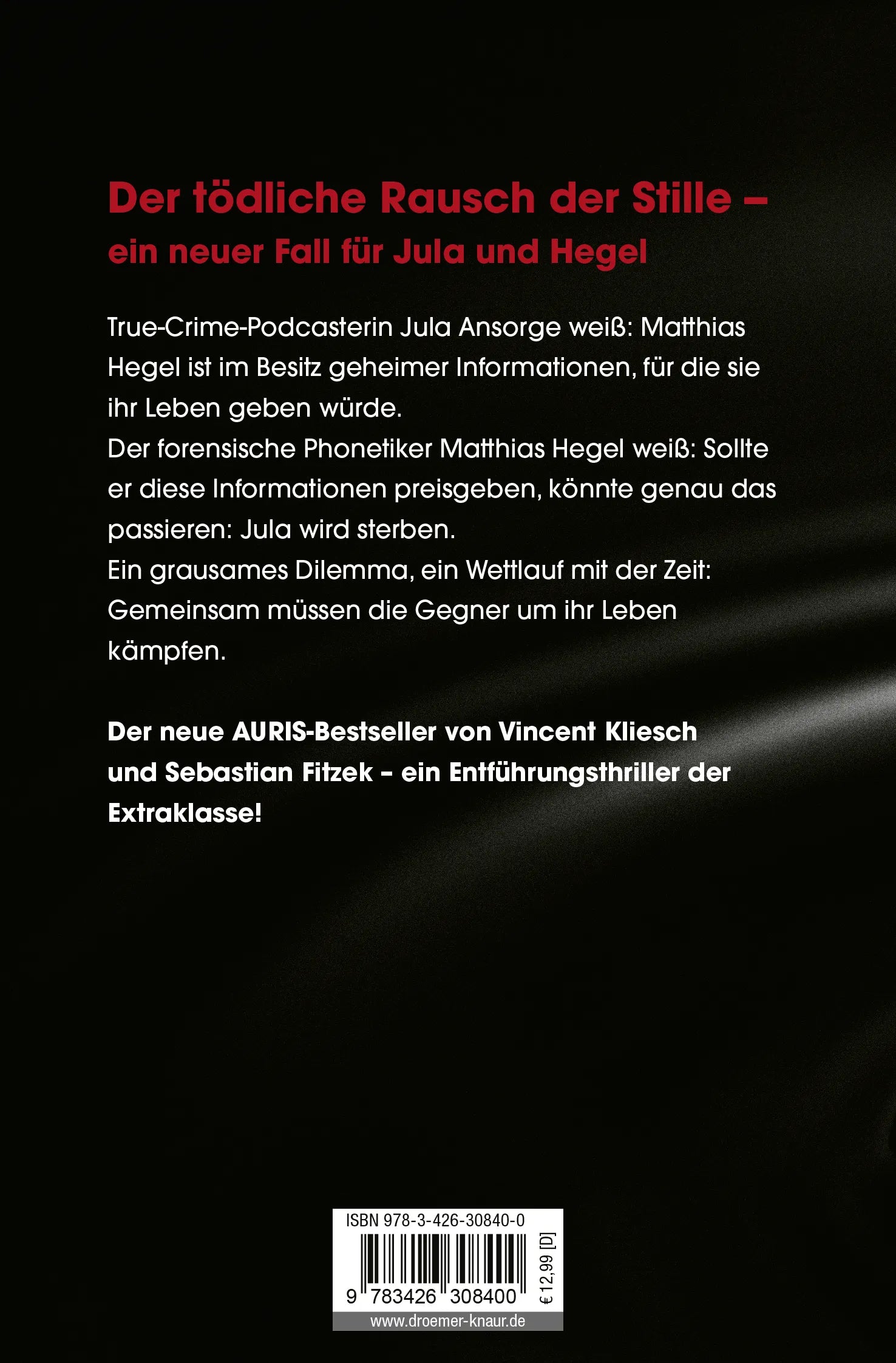 Buchrückseite von 'Todesrauschen' mit Klappentext - Taschenbuch