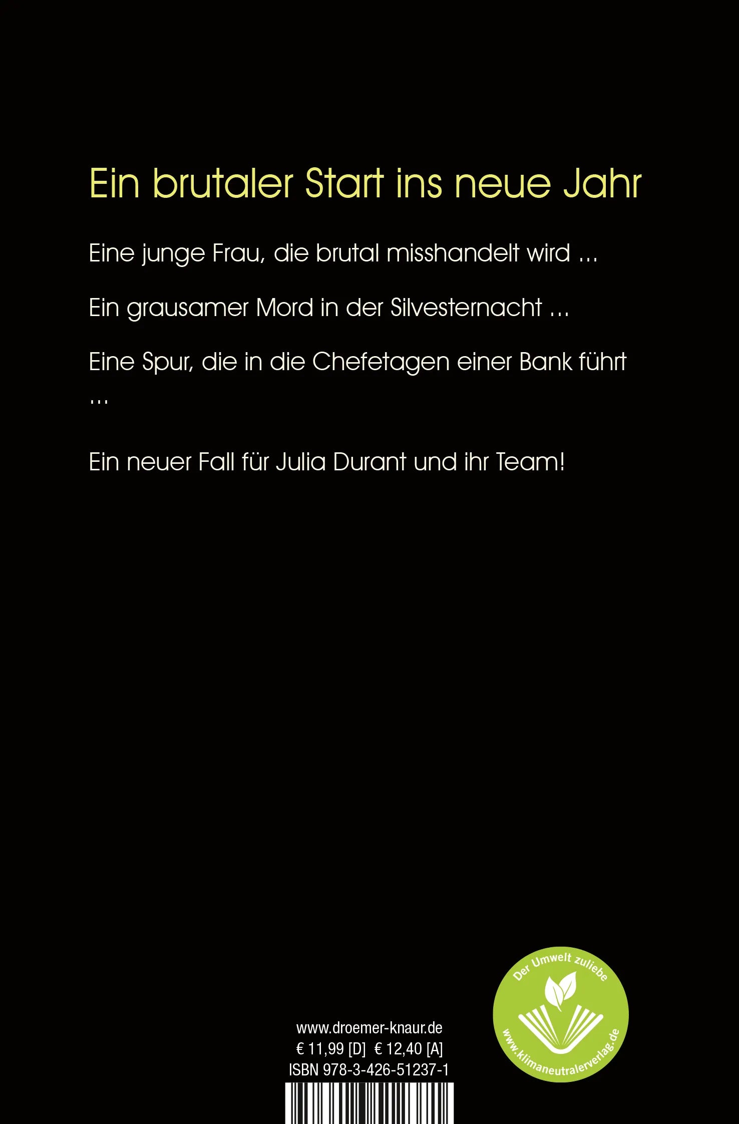 Buchrückseite von 'Tödlicher Absturz' mit Klappentext - Taschenbuch