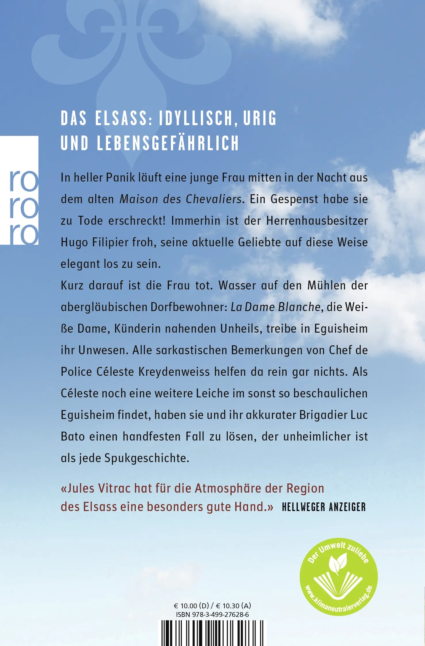 Buchrückseite von 'Tödliches Elsass' mit Klappentext - Taschenbuch