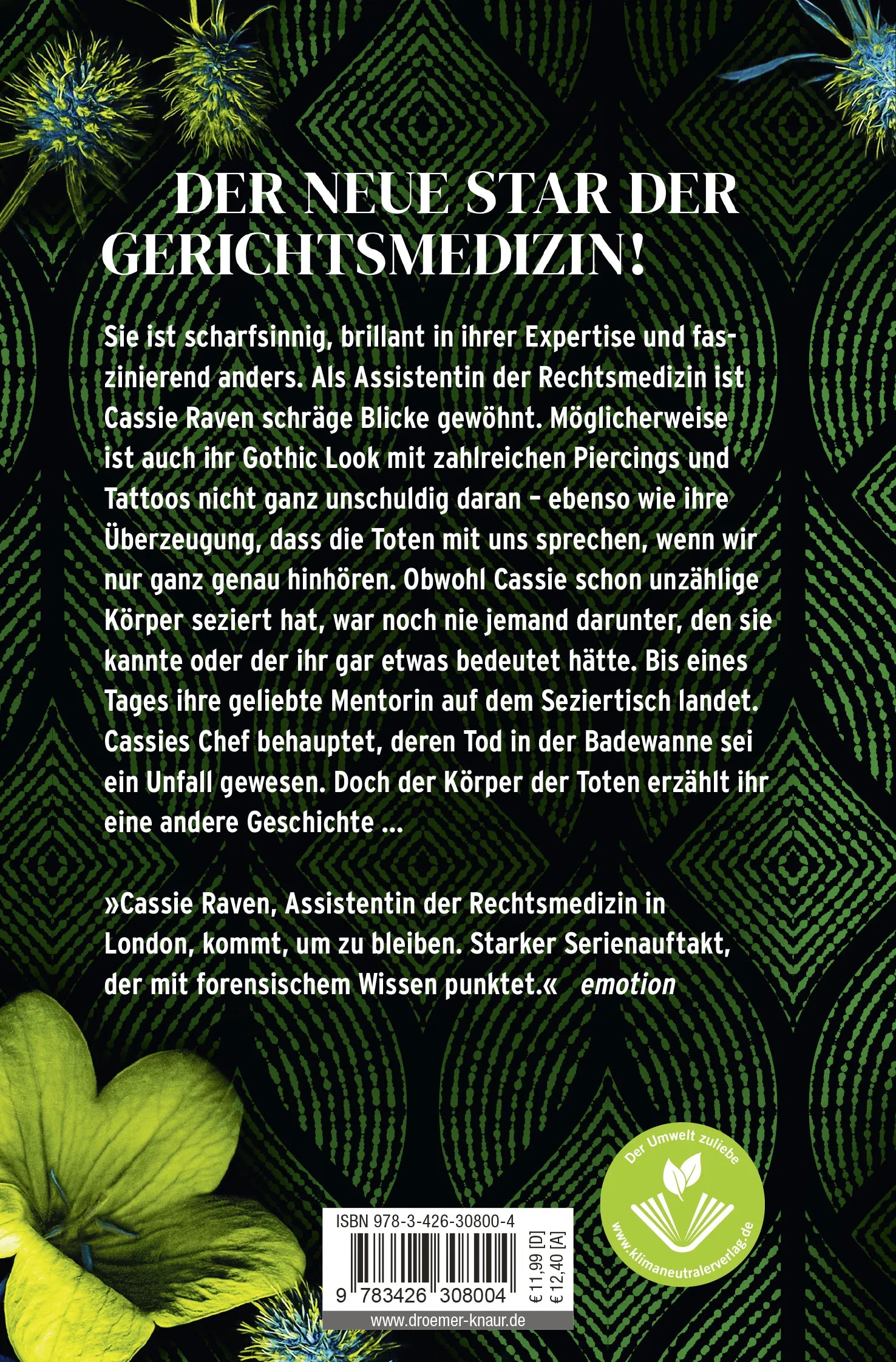 Buchrückseite von 'Tote schweigen nie' mit Klappentext - Taschenbuch