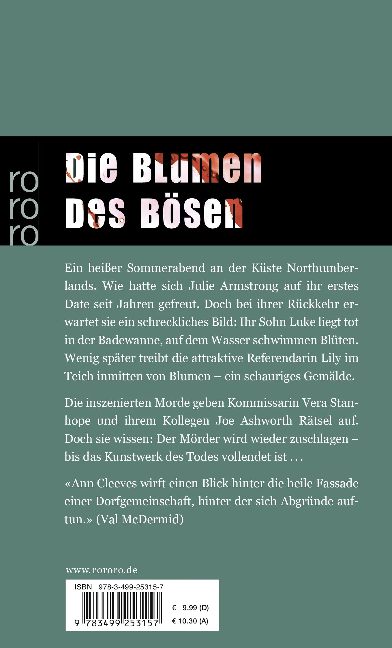 Buchrückseite von 'Totenblüte' mit Klappentext - Taschenbuch