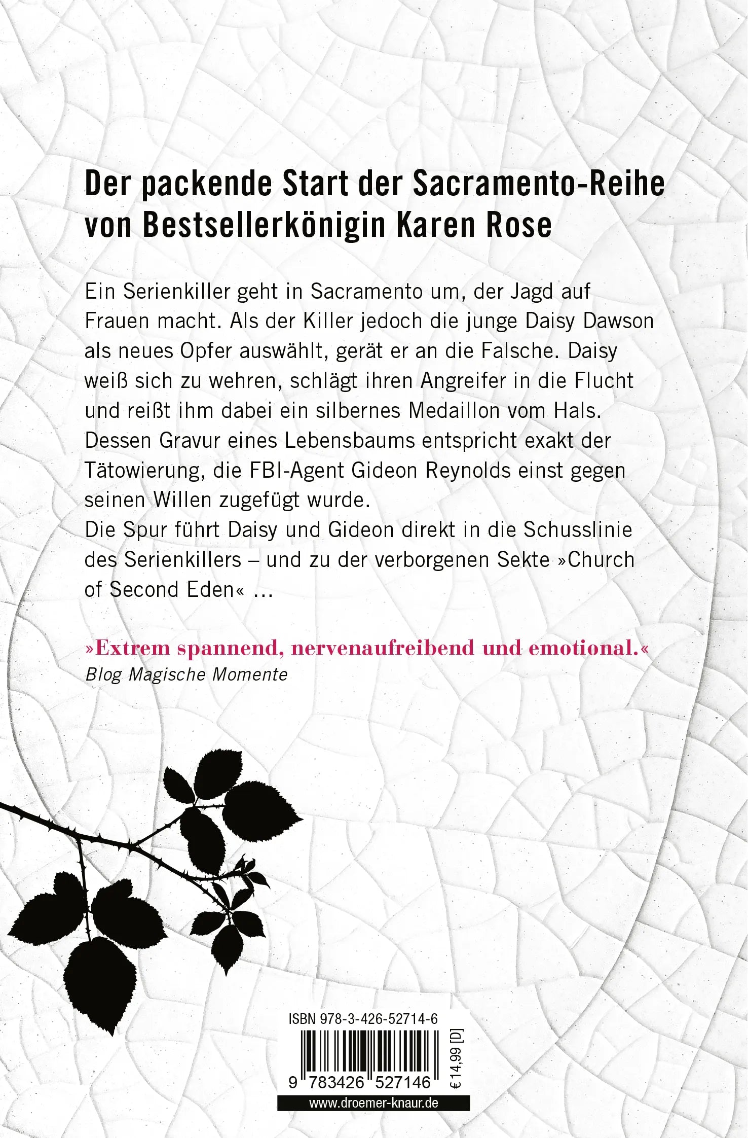 Buchrückseite von 'Tränennacht' mit Klappentext - Taschenbuch