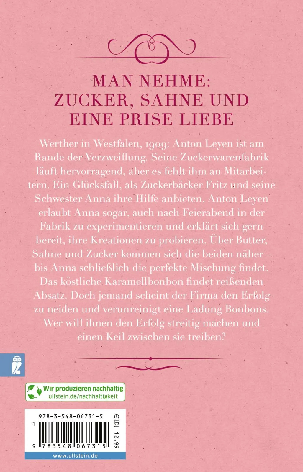 Buchrückseite von 'Träume aus Karamell' mit Klappentext - Taschenbuch