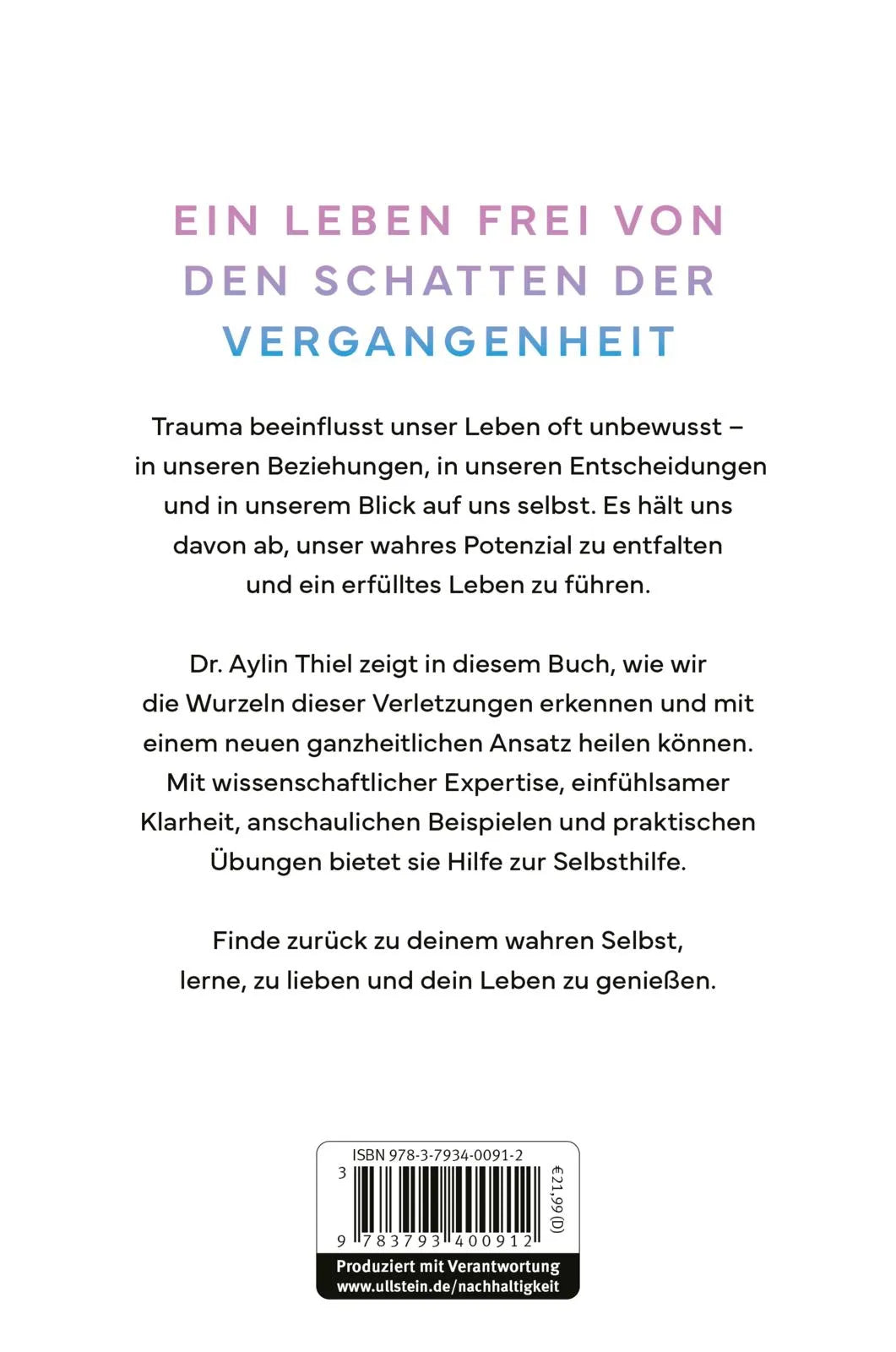 Buchrückseite von 'Trauma ENDLICH überwinden' mit Klappentext - Paperback