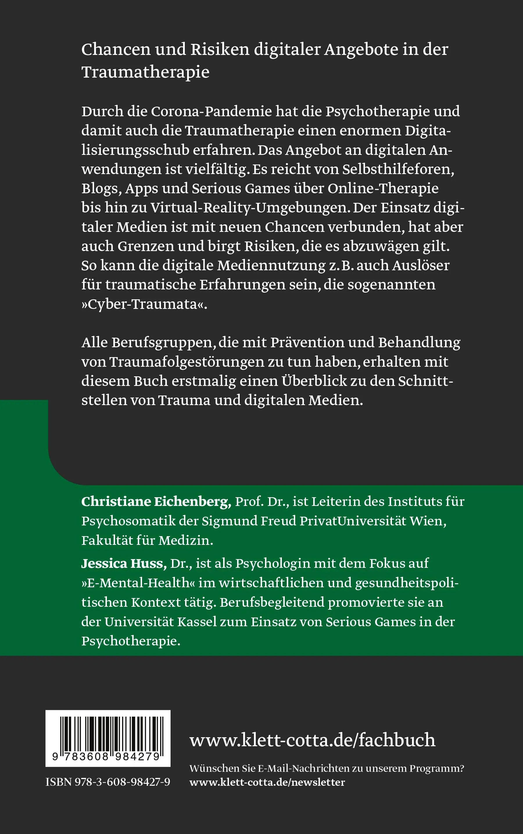 Buchrückseite von 'Trauma und digitale Medien' mit Klappentext - Gebundene Ausgabe