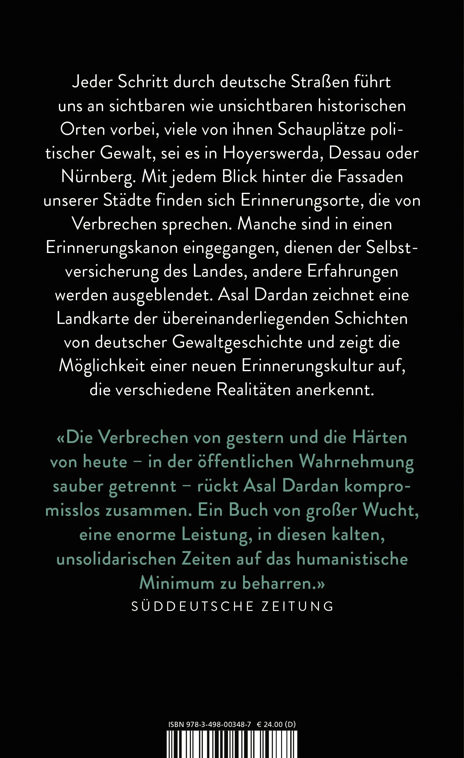 Buchrückseite von 'Traumaland' mit Klappentext - Gebundene Ausgabe