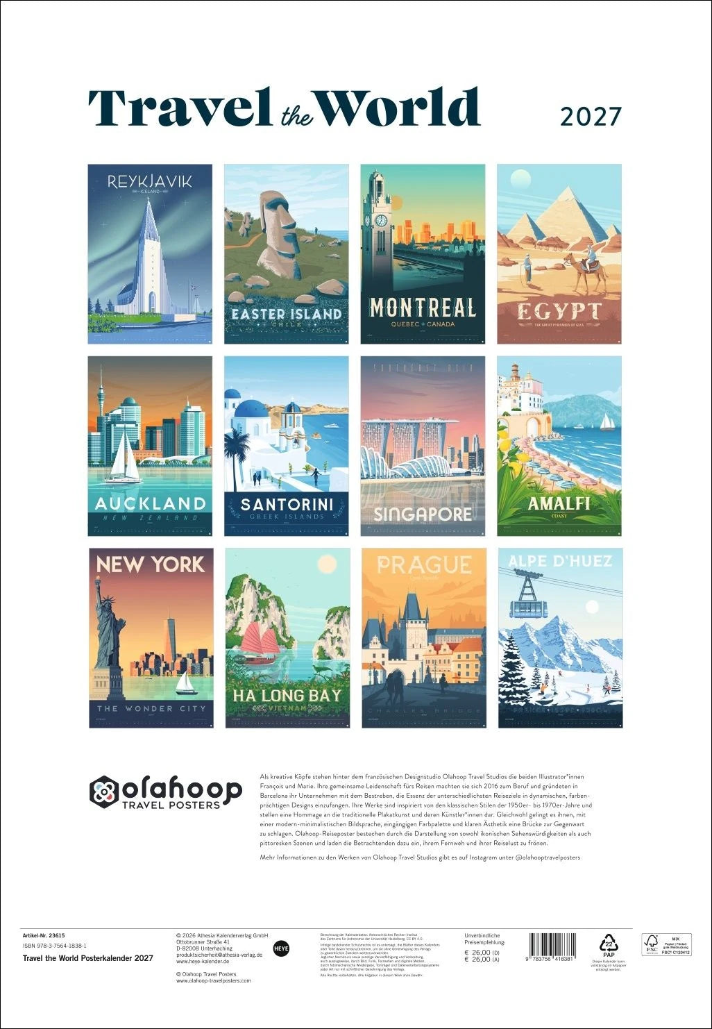 Travel the World Posterkalender 2027 – Ansicht