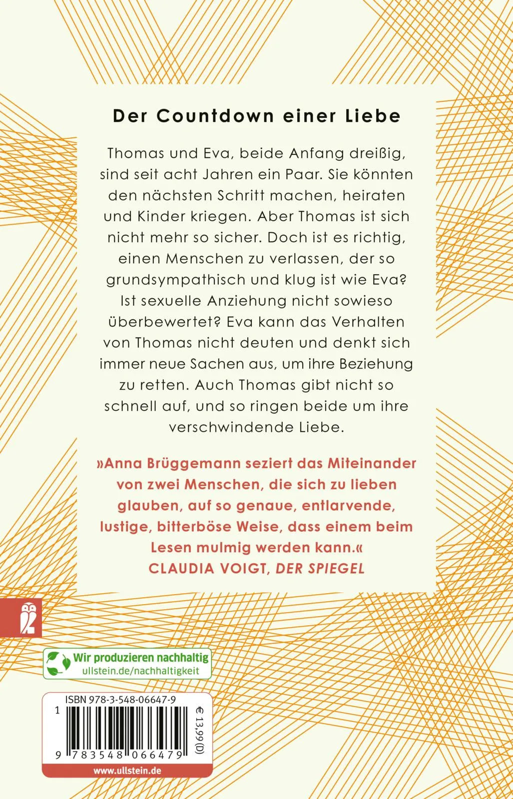 Buchrückseite von 'Trennungsroman' mit Klappentext - Taschenbuch