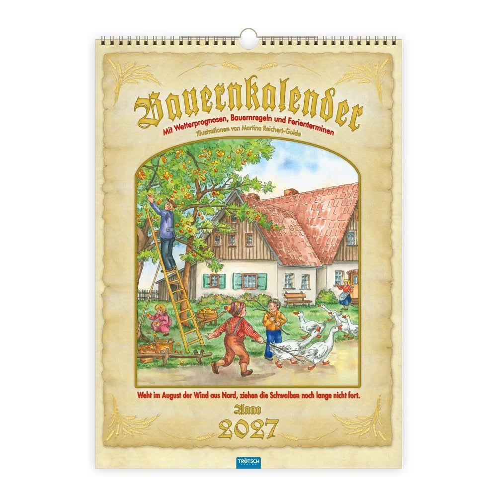 Wandkalender: TRÖTSCH - Großbildkalender Bauernkalender 2027 mit Wetterprognosen Bauernregeln und Ferienterminen