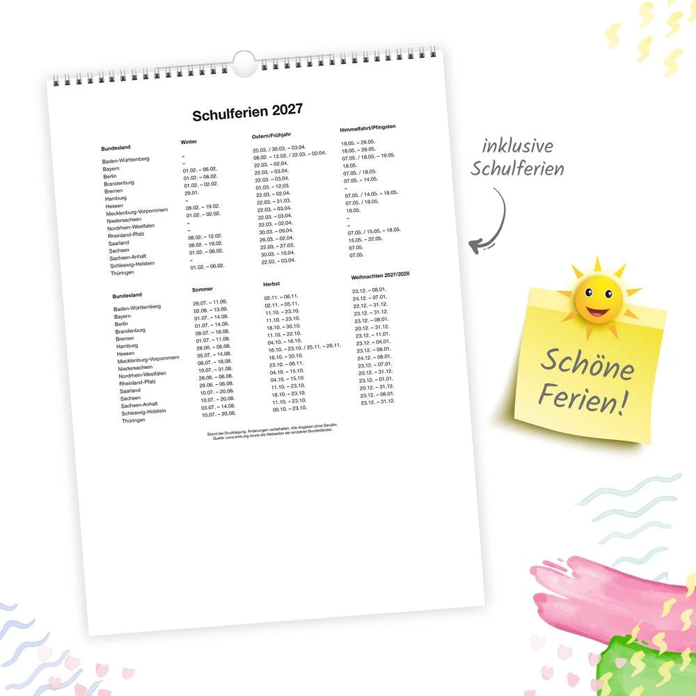 TRÖTSCH - Großbildkalender XL Familienplaner 2027 mit 6 Spalten – Ansicht