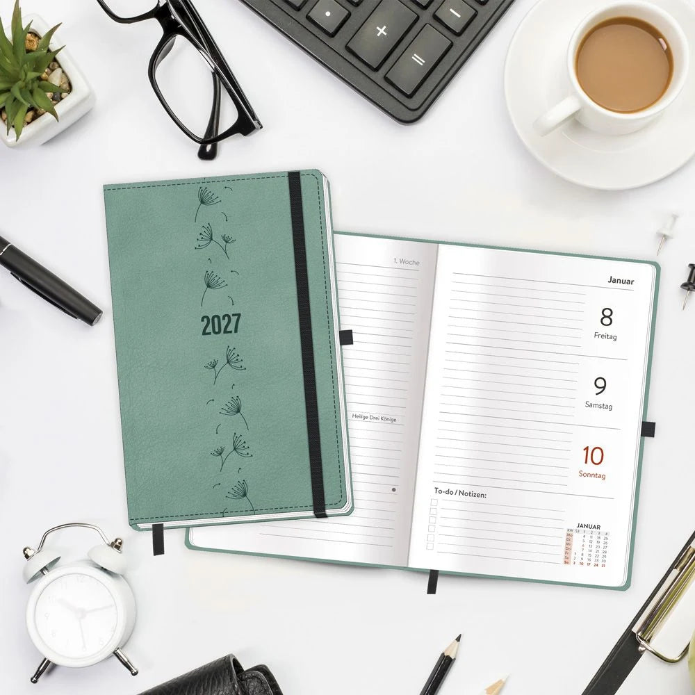 TRÖTSCH - Taschenkalender A6 Soft Touch Premium Aquamarin 2027 – Ansicht