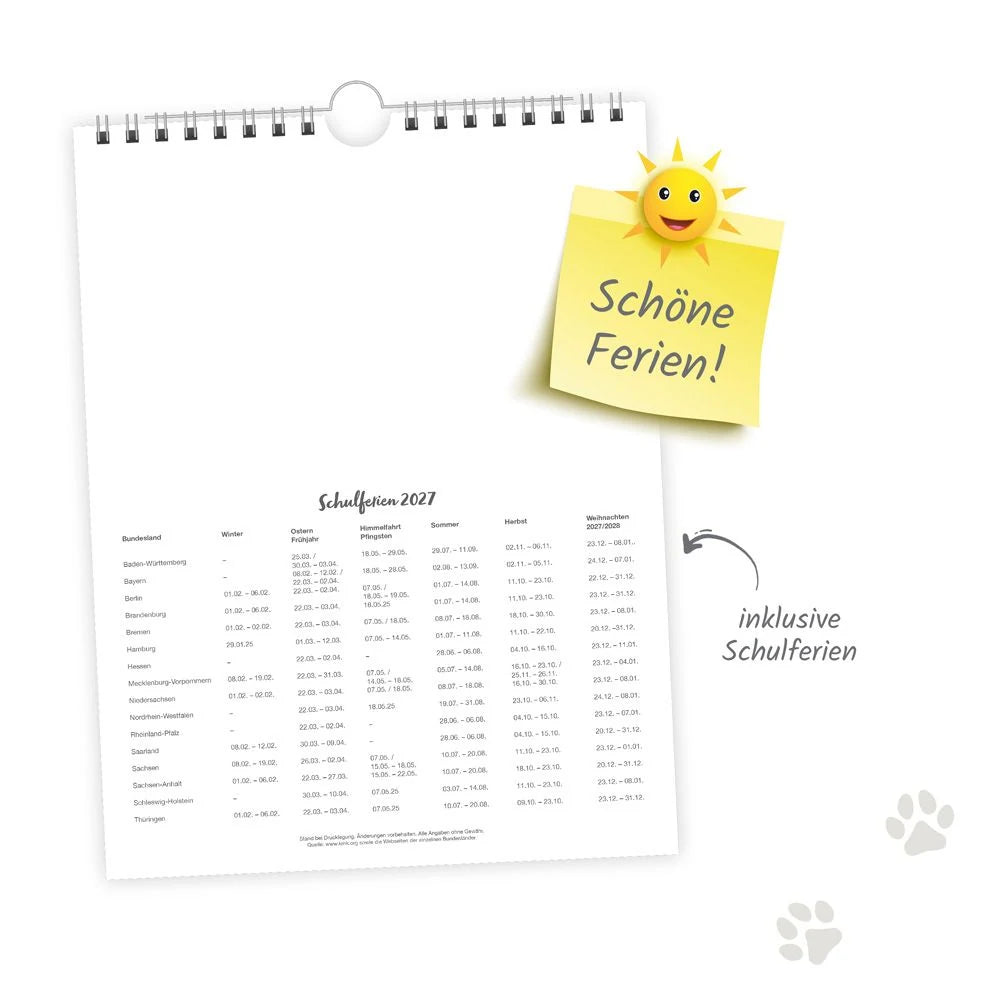 TRÖTSCH - Wochenkalender zum Hängen Katzen 2027 – Ansicht