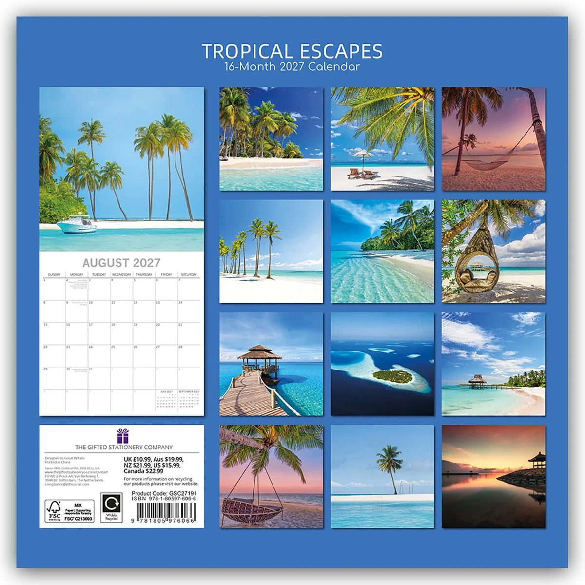 Tropical Escapes – Urlaub in den Tropen 2027 – 16-Monatskalender – Ansicht