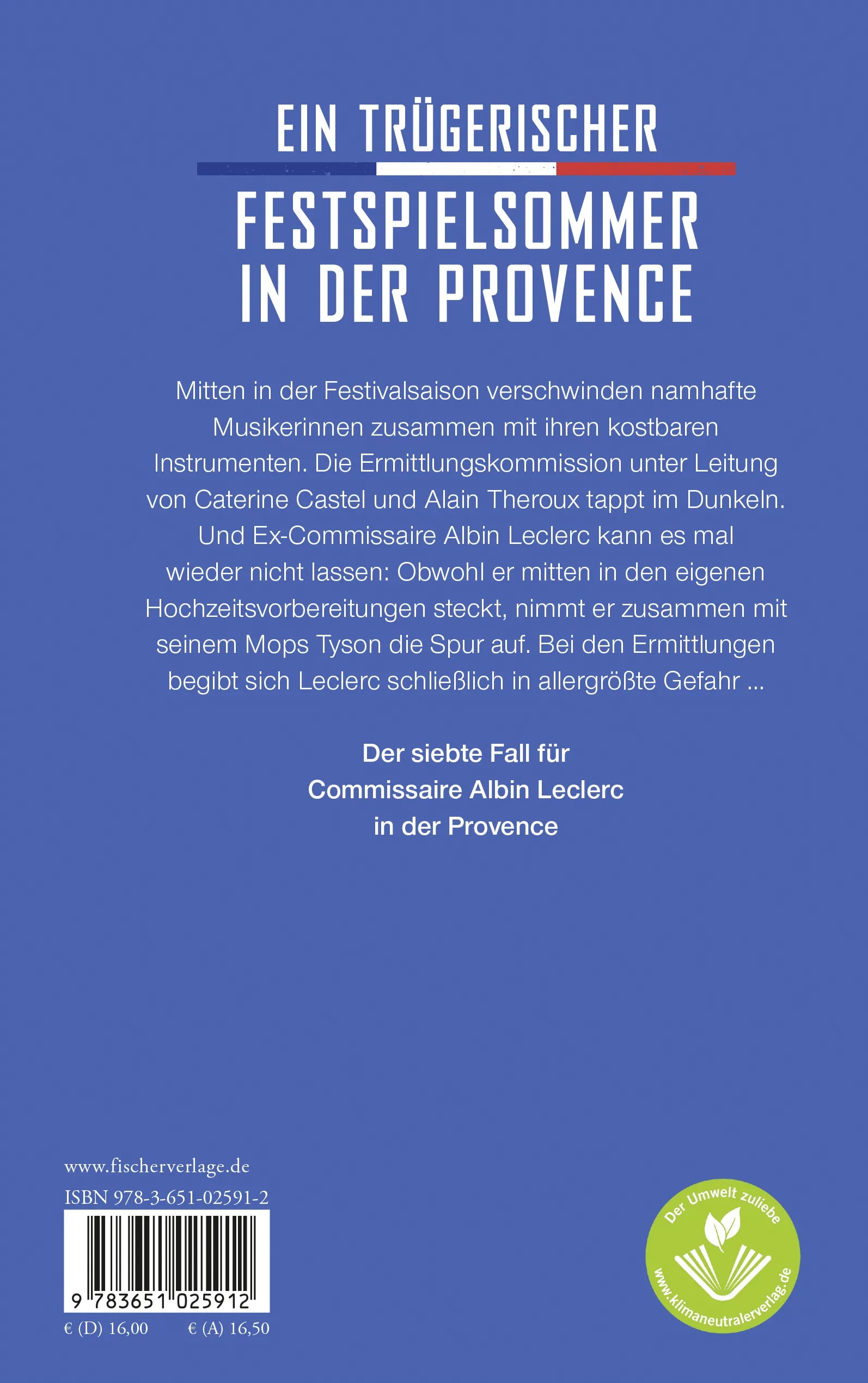 Buchrückseite von 'Trügerische Provence' mit Klappentext - Paperback