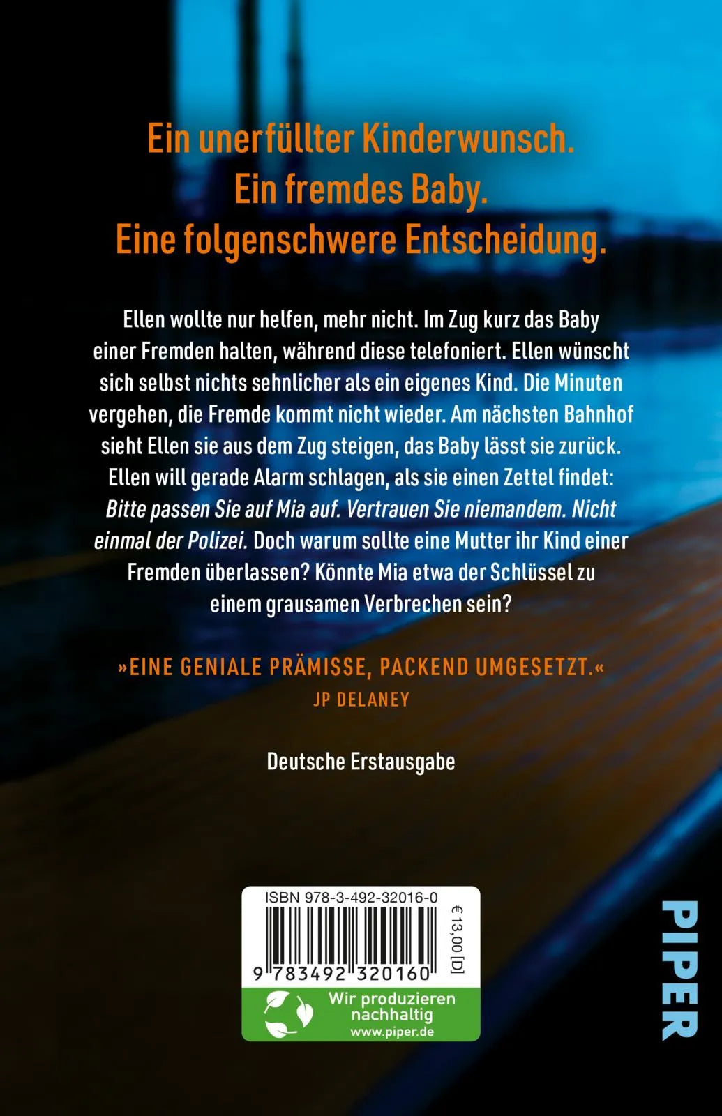 Buchrückseite von 'Trust Me – Ein Kind. Eine unmögliche Entscheidung. Wem traust du?' mit Klappentext - Taschenbuch