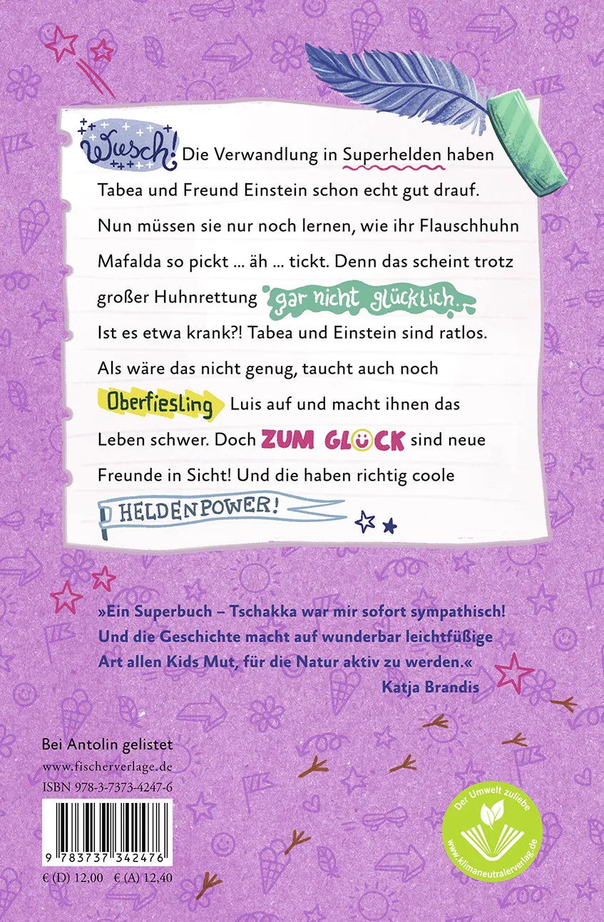 Buchrückseite von 'Tschakka! – Freunde in Sicht' mit Klappentext - Gebundene Ausgabe