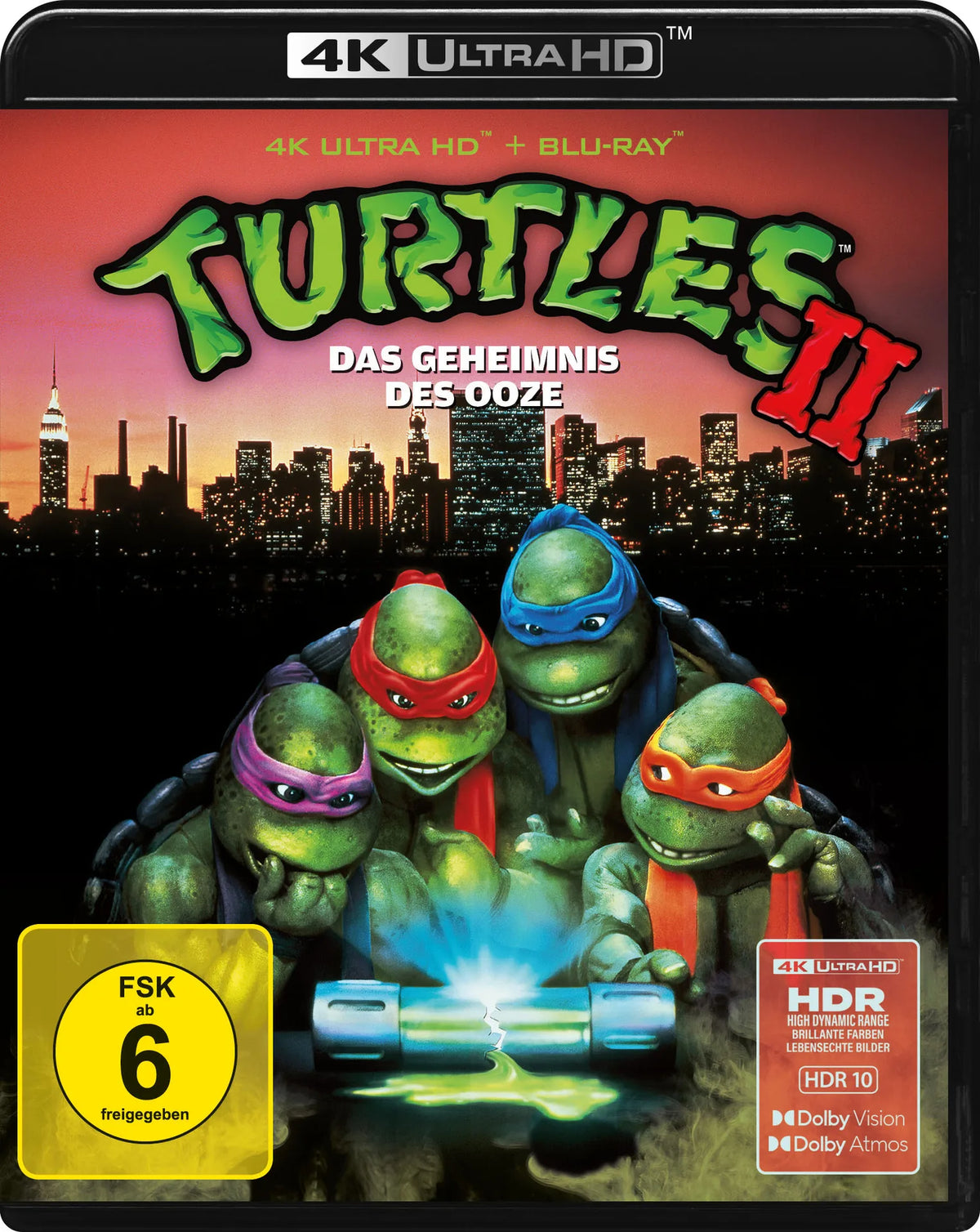 4K UHD Blu-ray-Cover: Turtles II - Das Geheimnis des Ooze. Regie: Michael Pressman