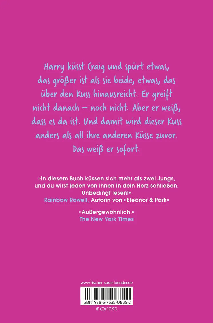Buchrückseite von 'Two Boys Kissing – Jede Sekunde zählt' mit Klappentext - Taschenbuch