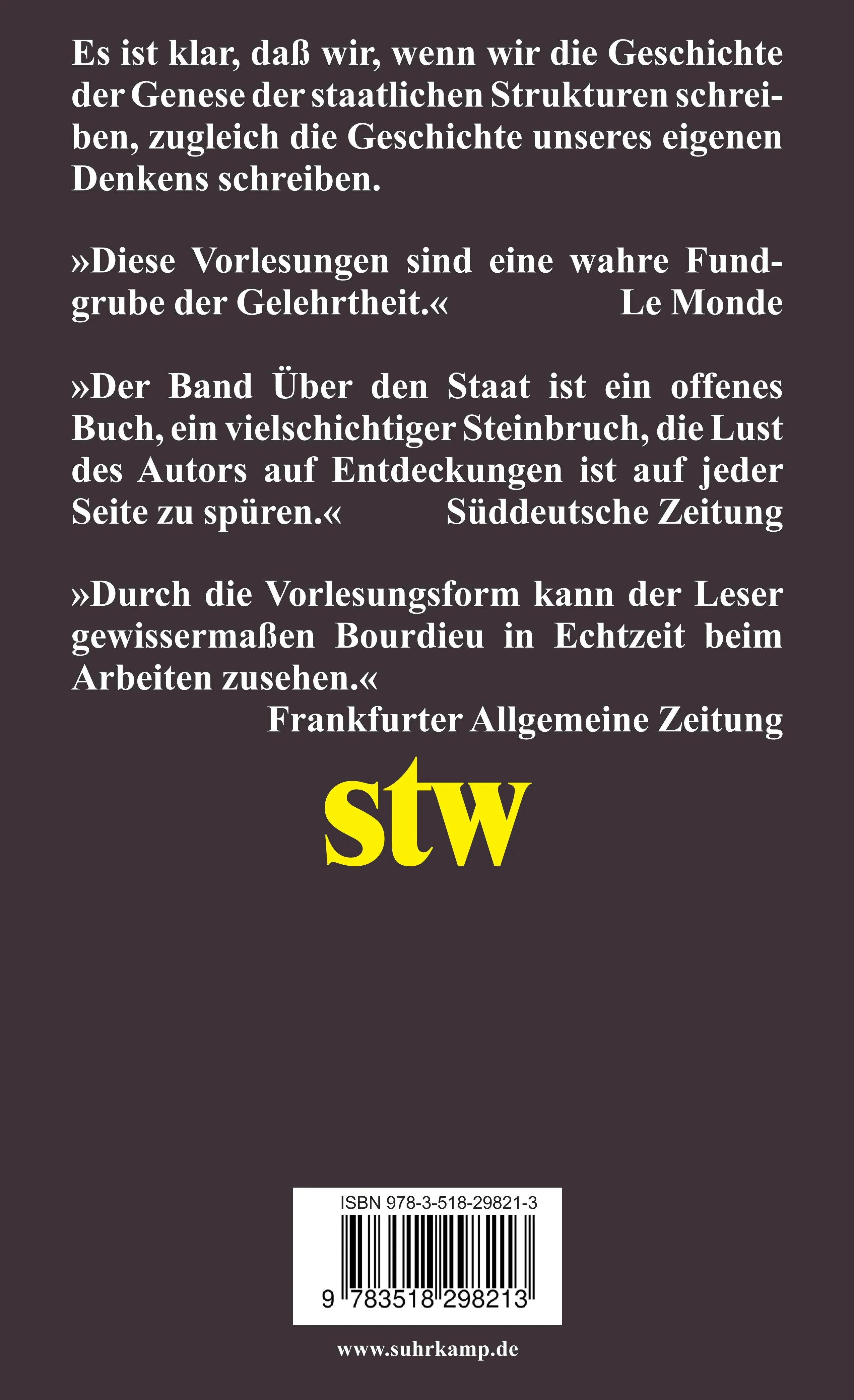 Buchrückseite von 'Über den Staat' mit Klappentext - Taschenbuch