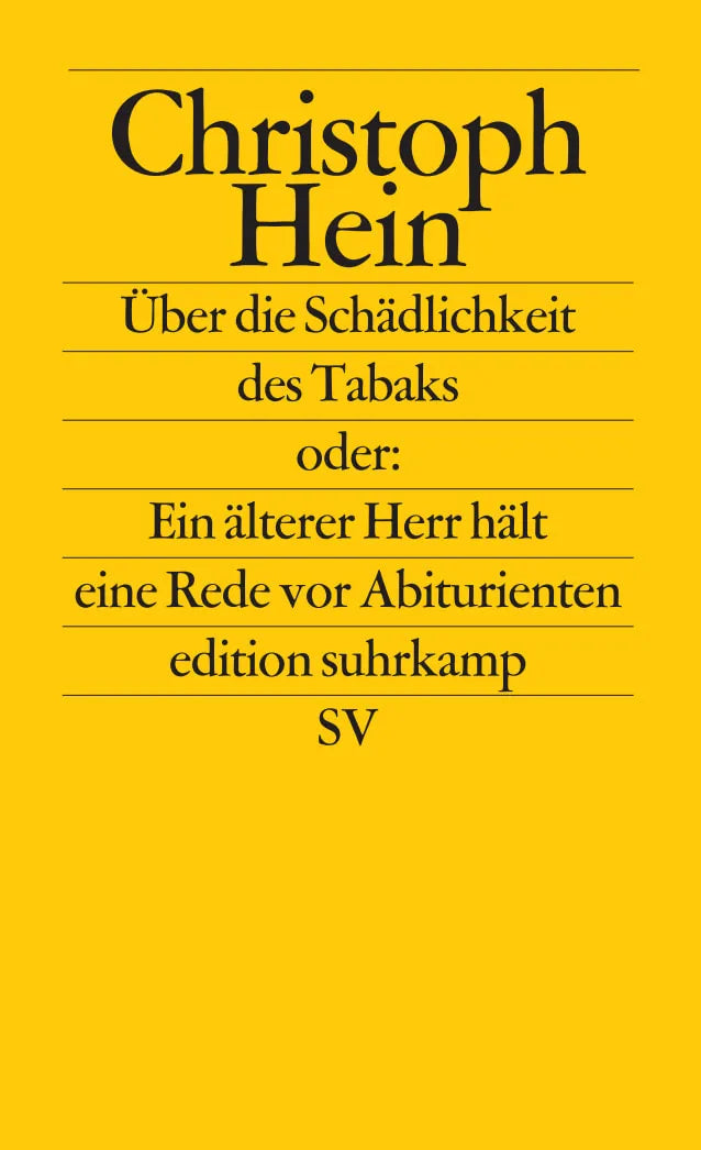 Buchcover von 'Über die Schädlichkeit des Tabaks' - Taschenbuch von Christoph Hein
