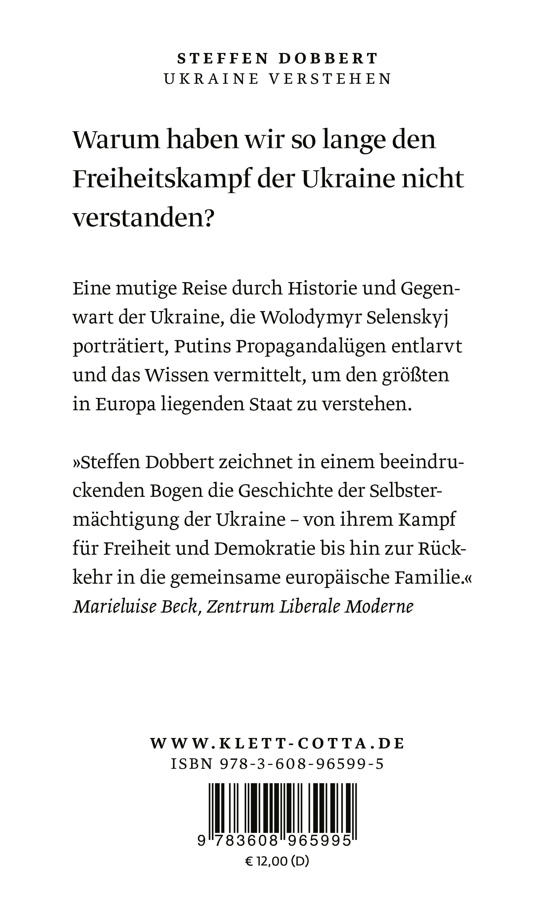 Buchrückseite von 'Ukraine verstehen' mit Klappentext - Taschenbuch