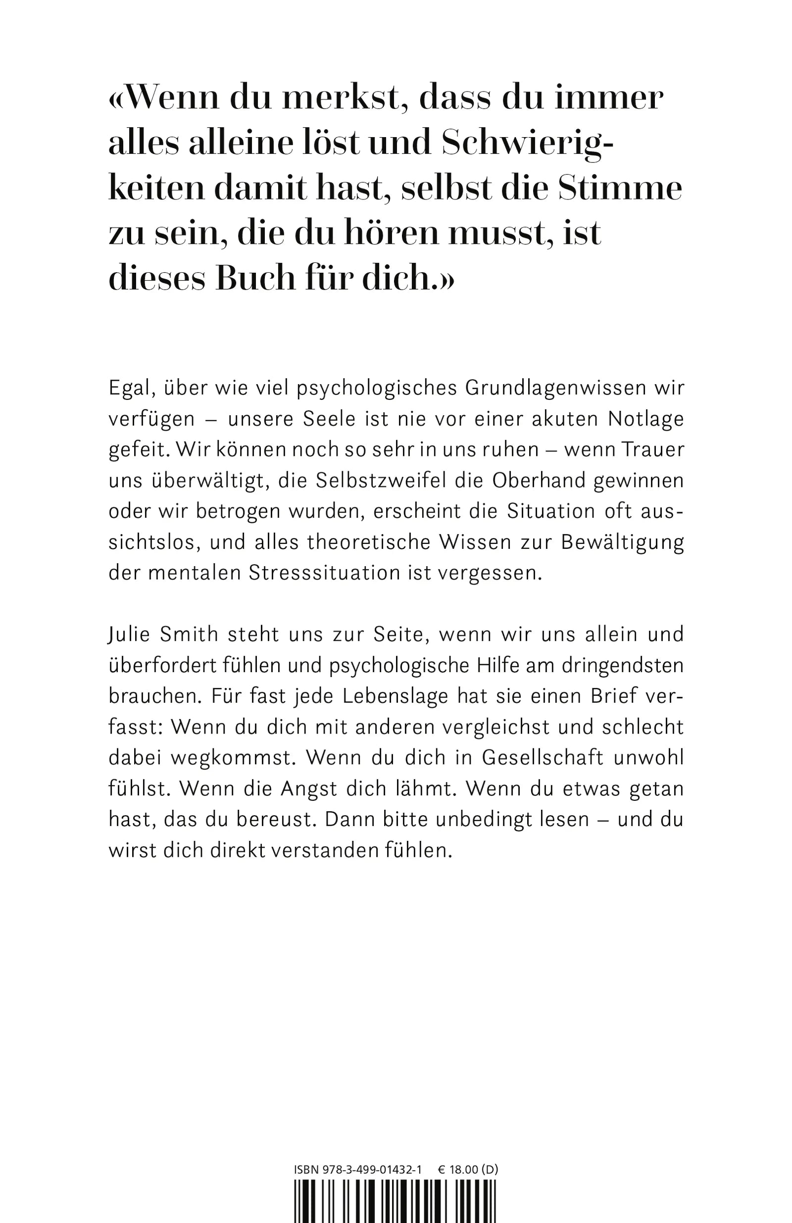 Buchrückseite von 'Unbedingt lesen, wenn ...' mit Klappentext - Paperback