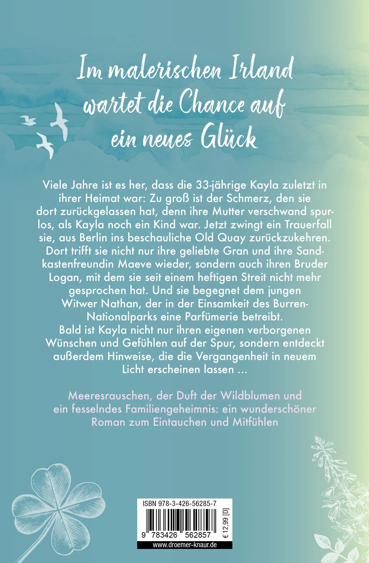 Buchrückseite von 'Und das Glück duftet nach Wolken und Meer' mit Klappentext - Taschenbuch