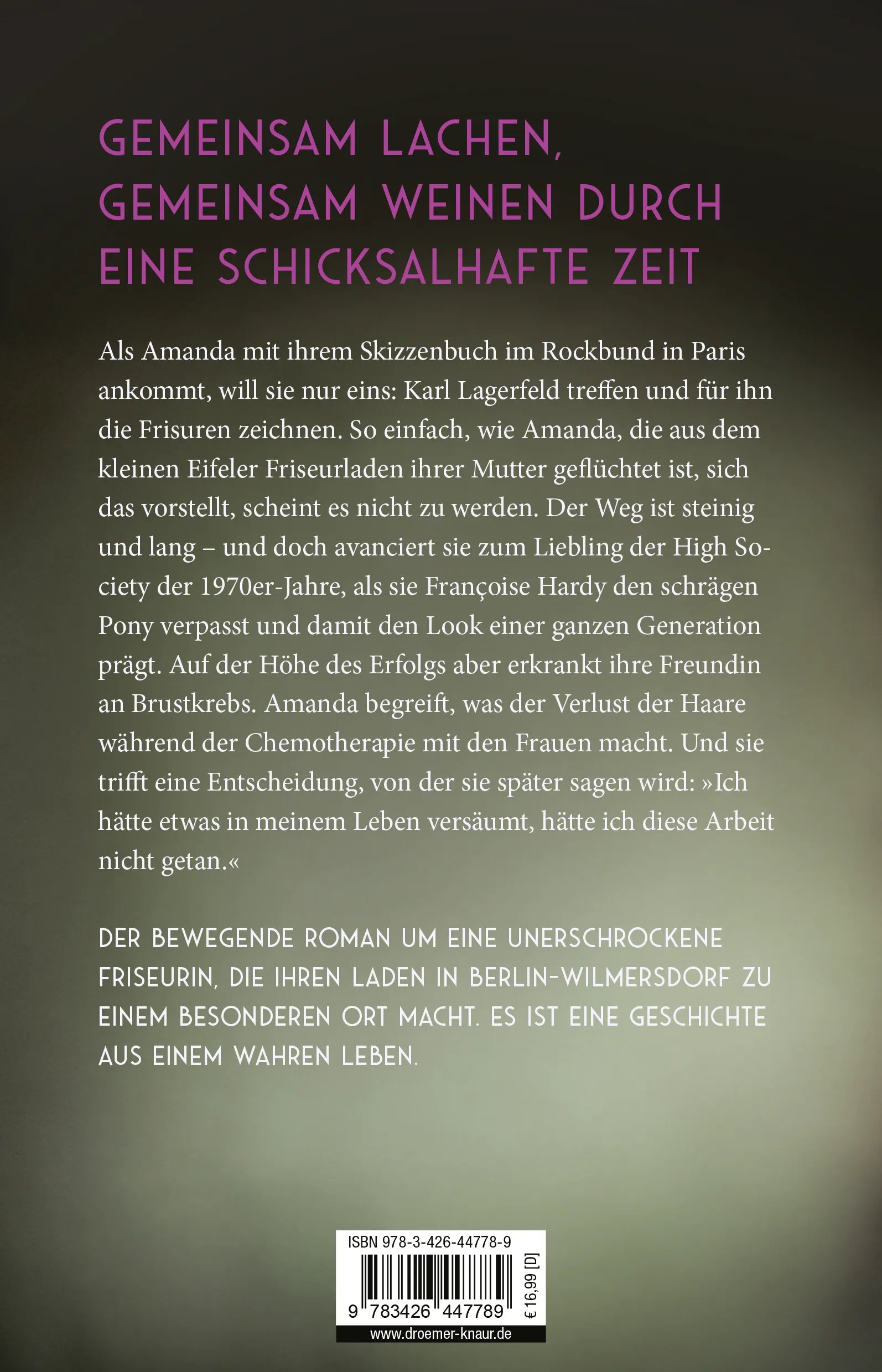 Buchrückseite von 'Und morgen wieder schön' mit Klappentext - Paperback