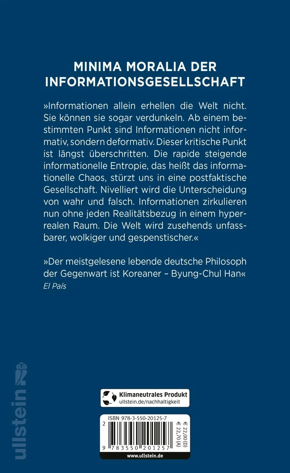 Buchrückseite von 'Undinge' mit Klappentext - Gebundene Ausgabe