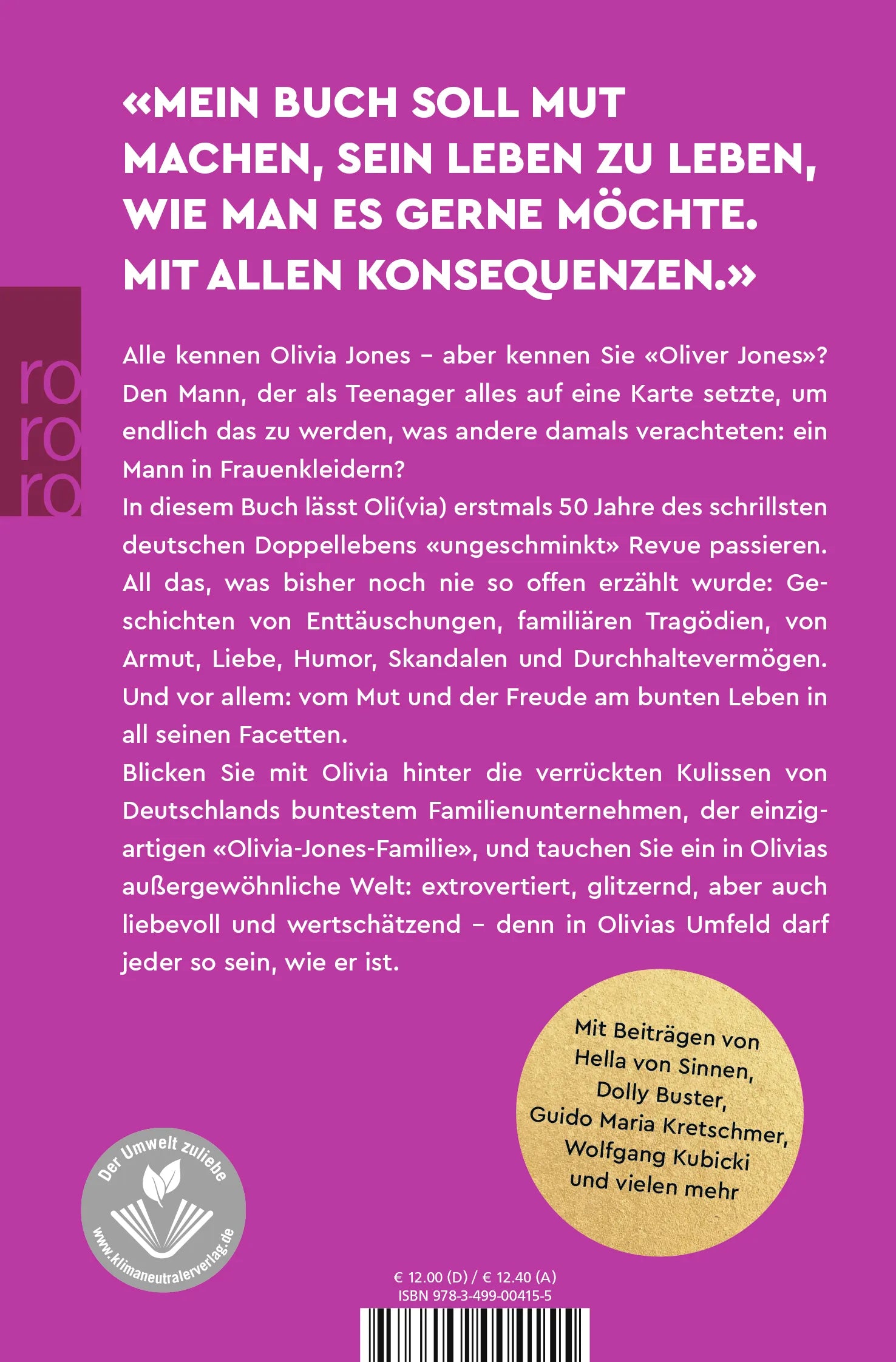Buchrückseite von 'Ungeschminkt' mit Klappentext - Taschenbuch
