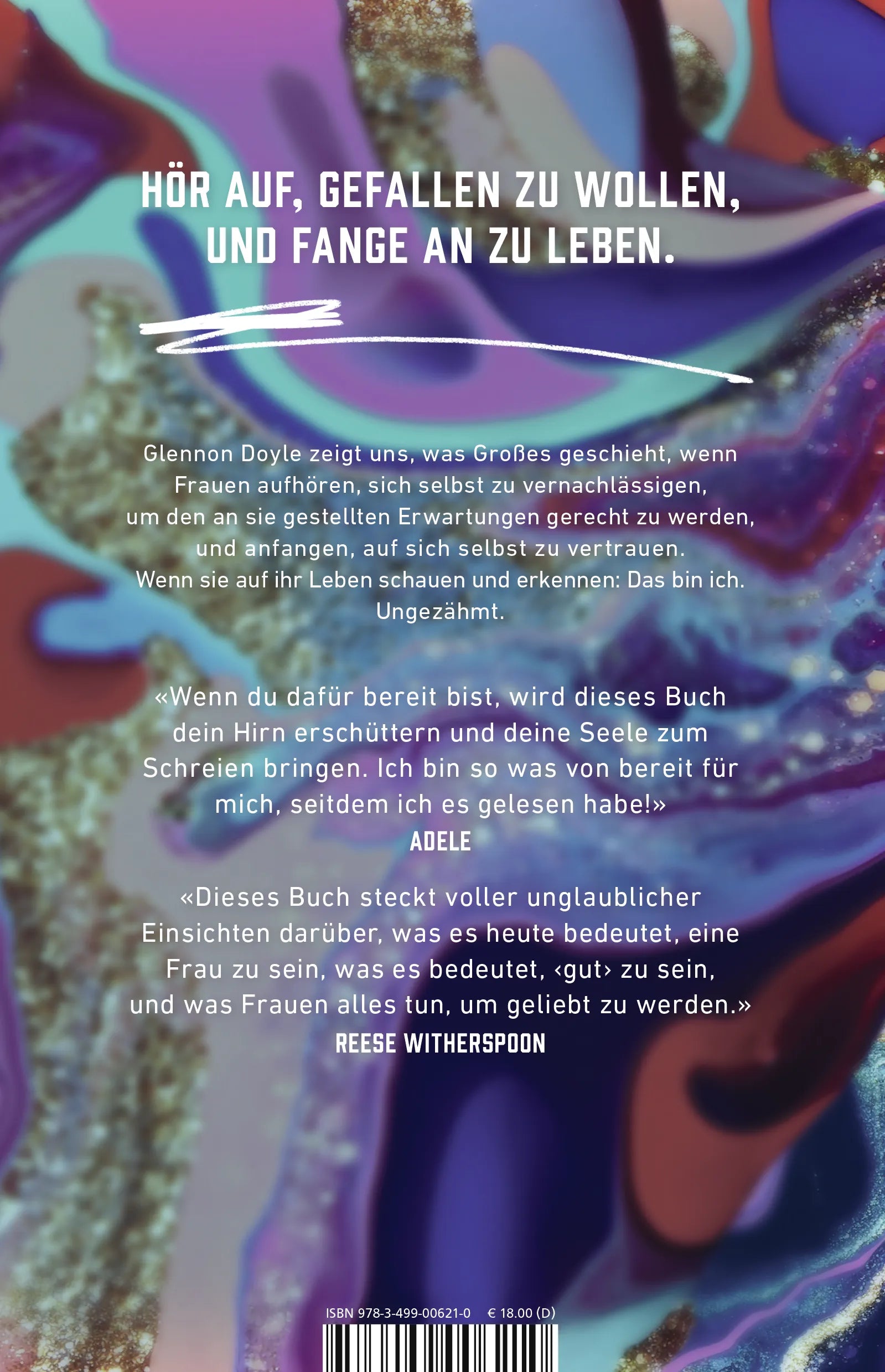 Buchrückseite von 'Ungezähmt' mit Klappentext - Paperback