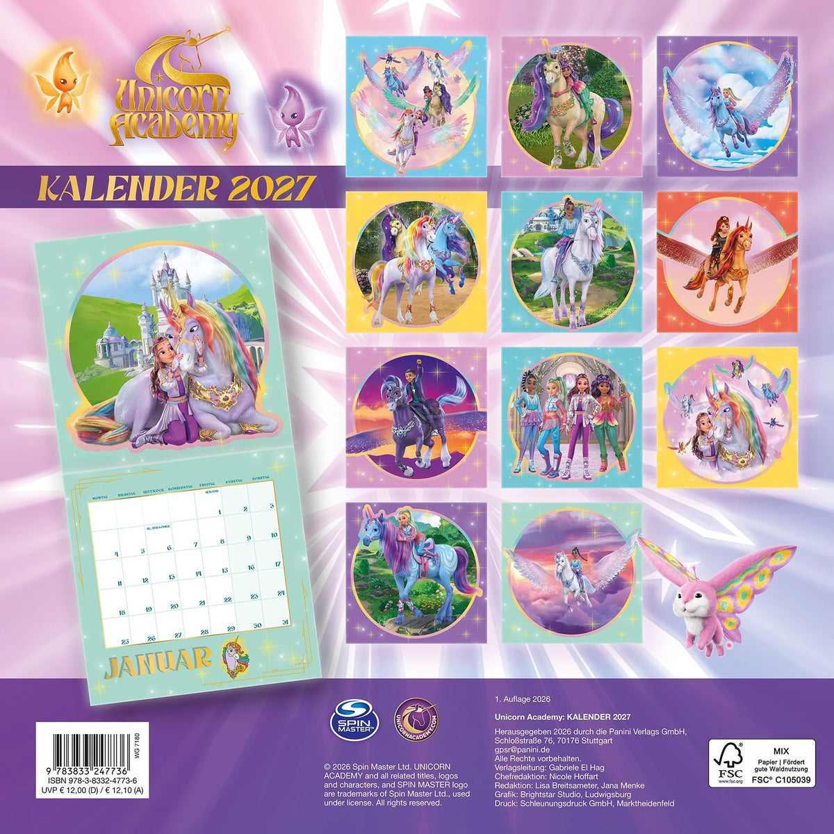 Unicorn Academy: Wandkalender 2027 – Ansicht