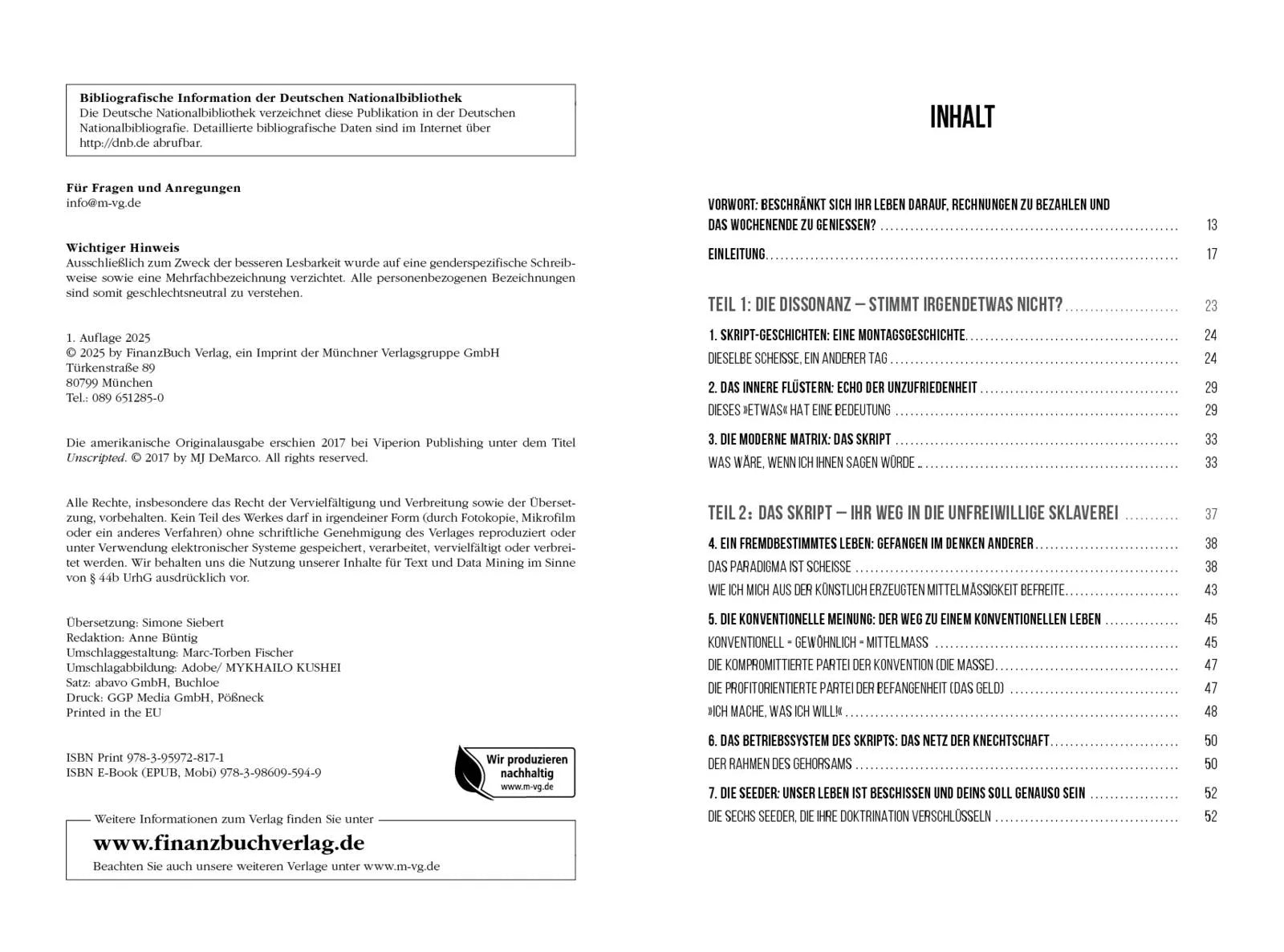 Innenansicht von 'Unscripted' - Taschenbuch