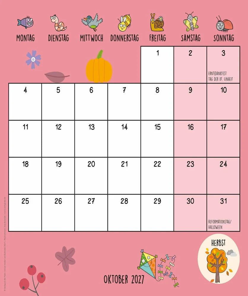 Unser Kinder-Lernkalender 2027 – Ansicht
