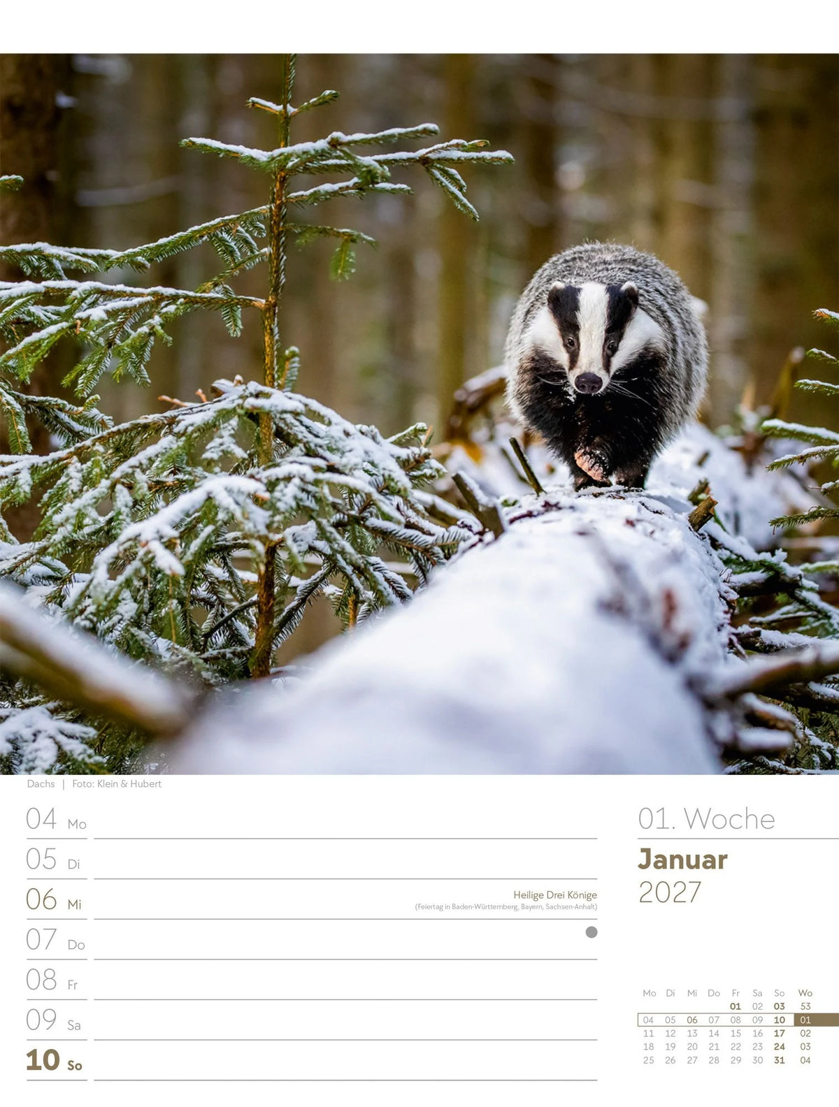 Unser Wald Wochenplaner Kalender 2027 – Ansicht