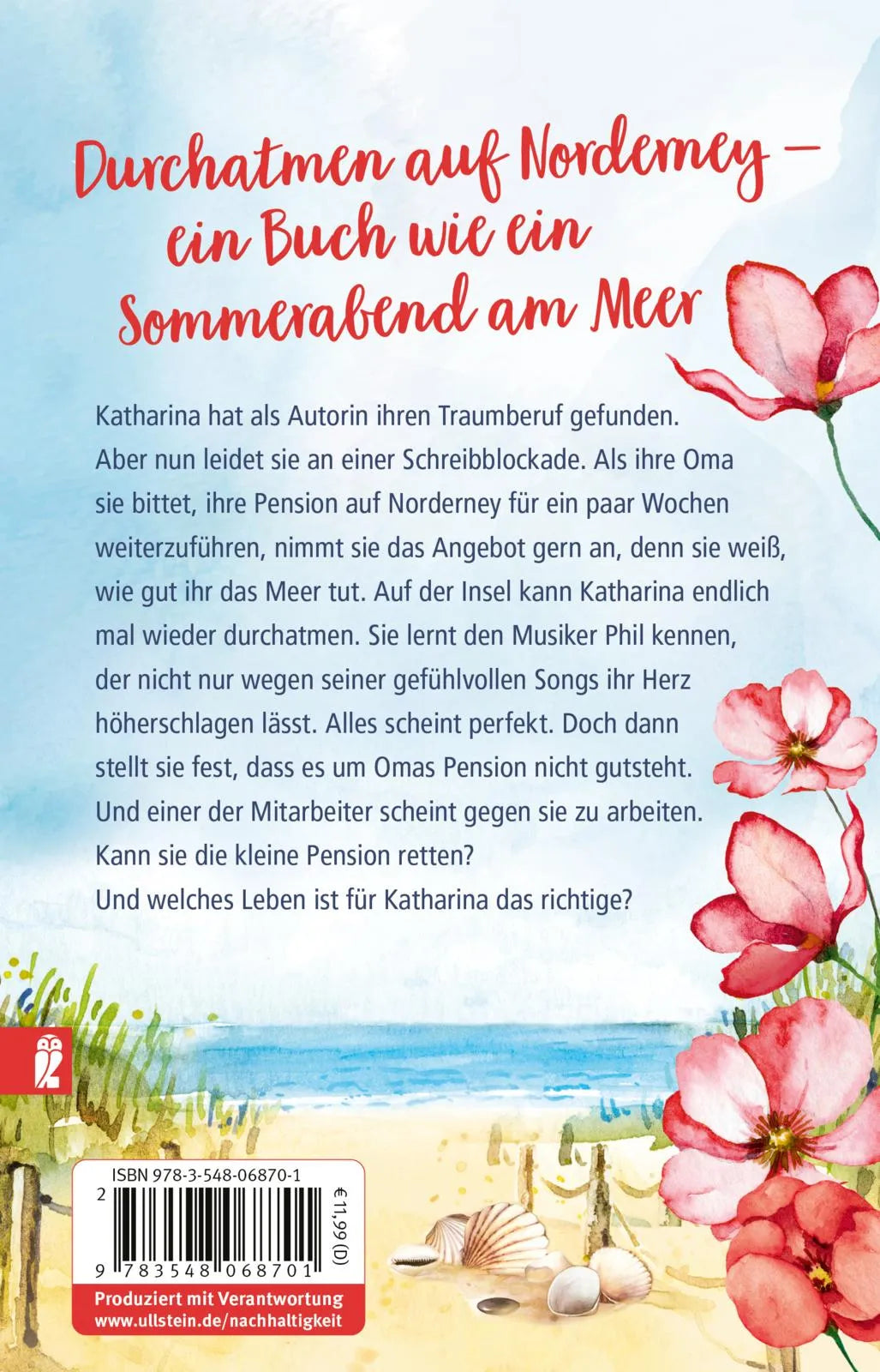 Buchrückseite von 'Unsere Frühstückspension am Meer' mit Klappentext - Taschenbuch