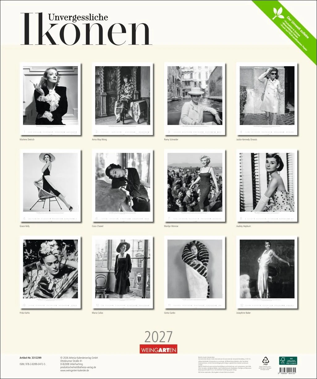 Unvergessliche Ikonen Kalender 2027 - Frauen mit Stil – Ansicht