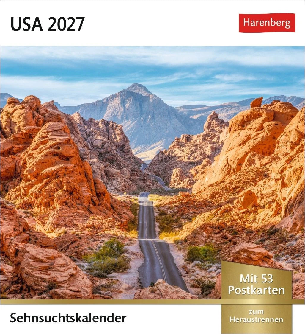 Postkartenkalender: USA Sehnsuchtskalender 2027 - Wochenkalender mit 53 Postkarten