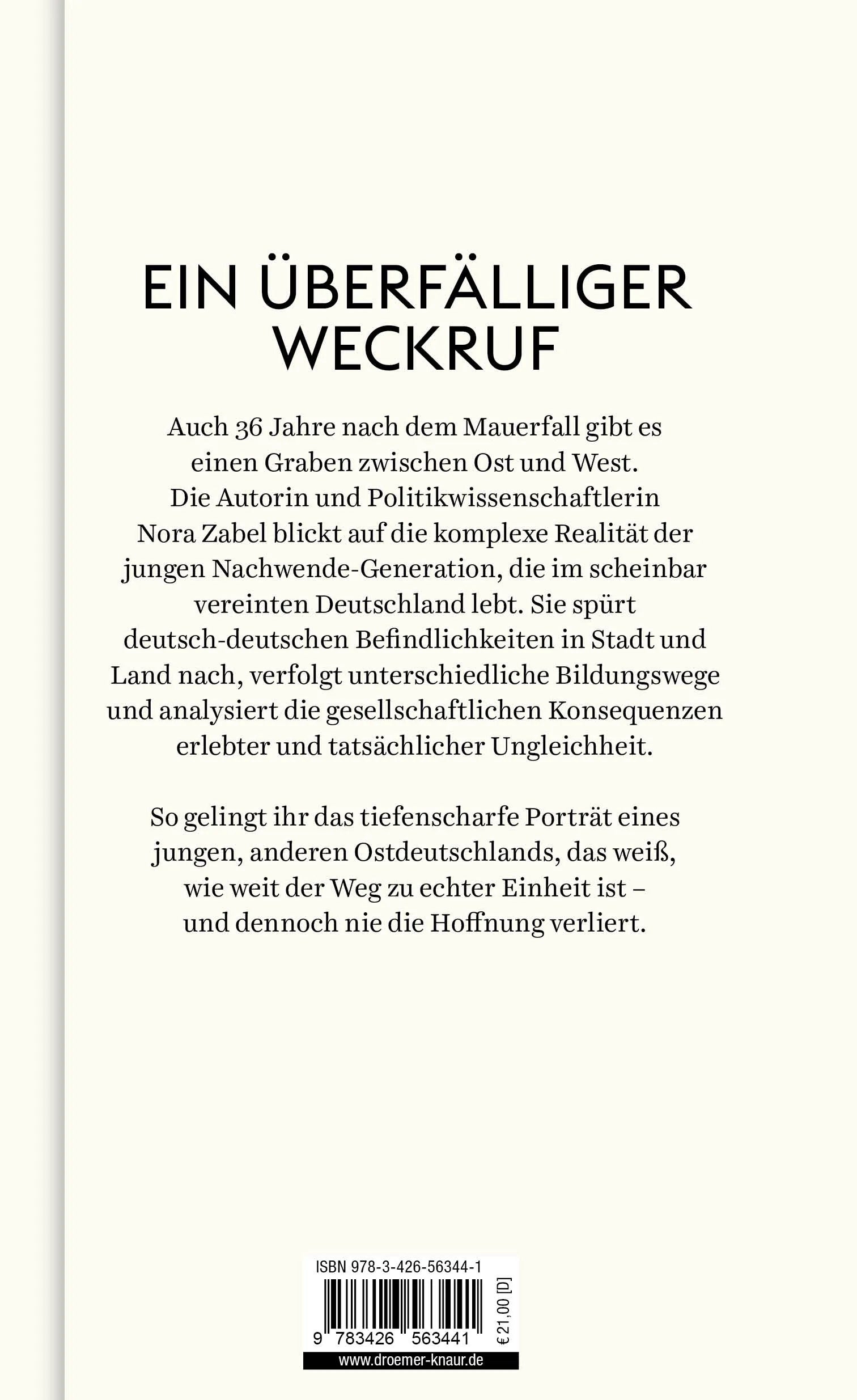Buchrückseite von 'Vereint in Zerrissenheit' mit Klappentext - Gebundene Ausgabe