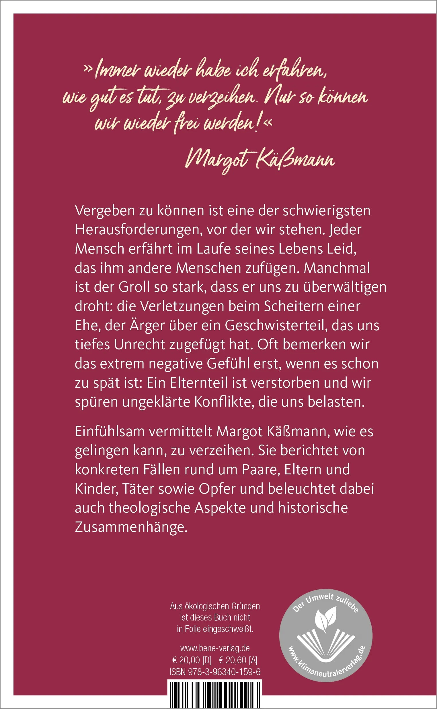 Buchrückseite von 'Vergebung – Die befreiende Kraft des Neuanfangs' mit Klappentext - Gebundene Ausgabe