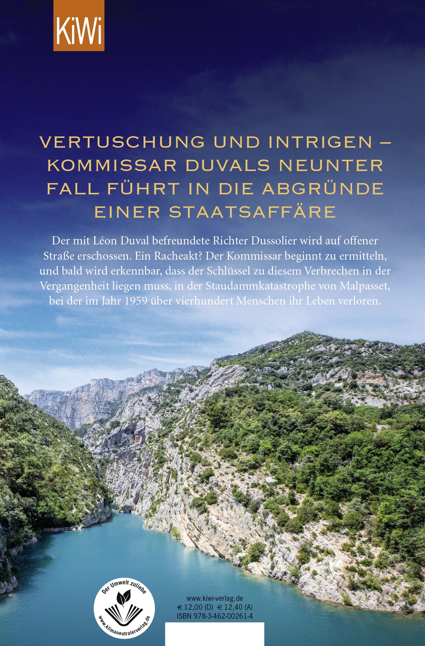 Buchrückseite von 'Verhängnisvolle Lügen an der Côte d’Azur' mit Klappentext - Taschenbuch