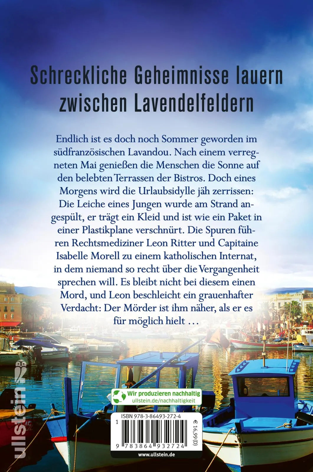 Buchrückseite von 'Verhängnisvolles Lavandou' mit Klappentext - Paperback